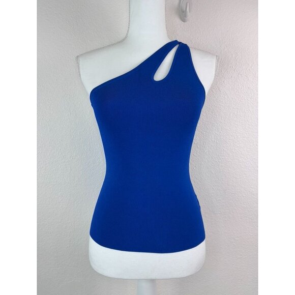 Ramy‎ Brook women's XXS blue ribbed one shoulder indira top fitted stretch - Picture 5 of 10